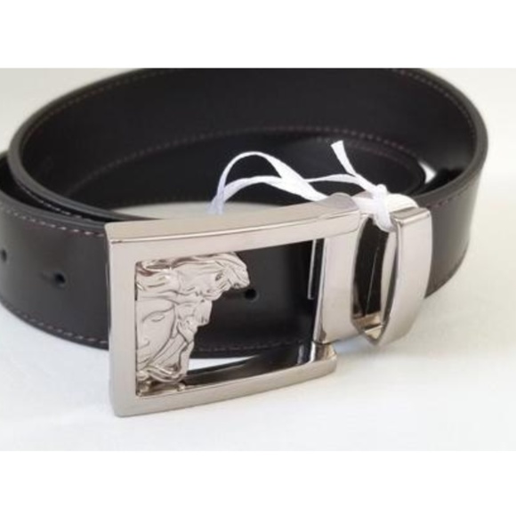 NEW Versace Collection Logo Leather belt Brown - Picture 2 of 8